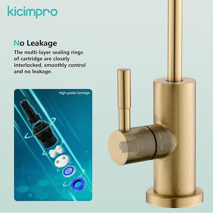 Water Filter Faucet for RO System, Non-Air Gap, 360 Swivel, Fits 1/4 & 3/8 RO - Image 4