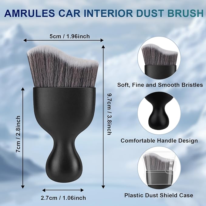 Amrules 2 Pcs Car Interior Detailing Brush Cleaning Tools, Dark Gray | Soft - Image 2