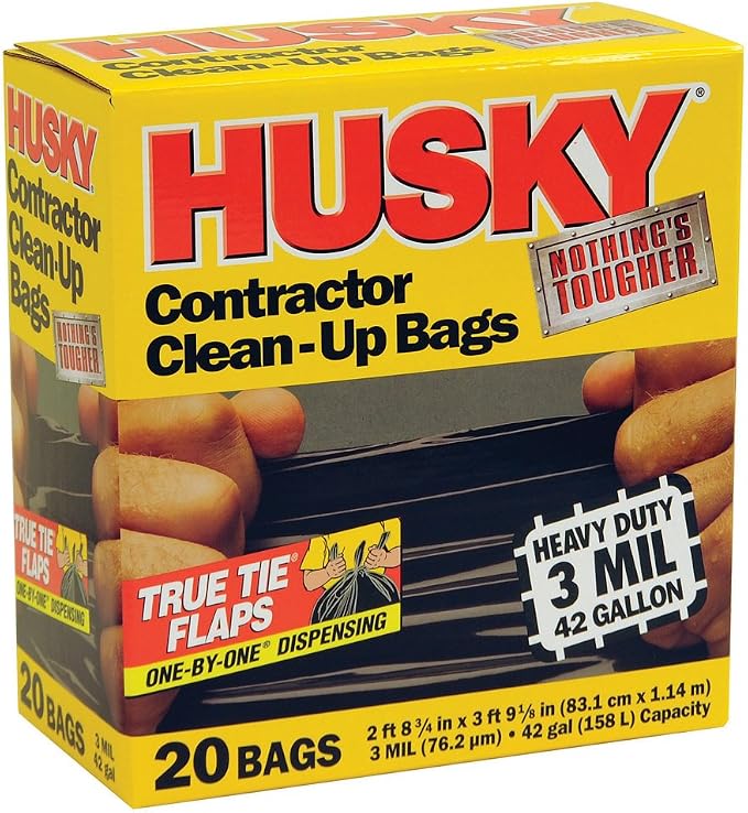 Husky HK42WC020B 42-Gallon Polyethylene Resin Contractor Clean-Up Bags by Poly-America