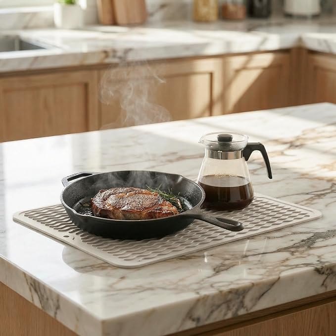 MicoYang Silicone Dish Drying Mat — Quick-Dry Ridges Counter & Sink Pad - Image 7