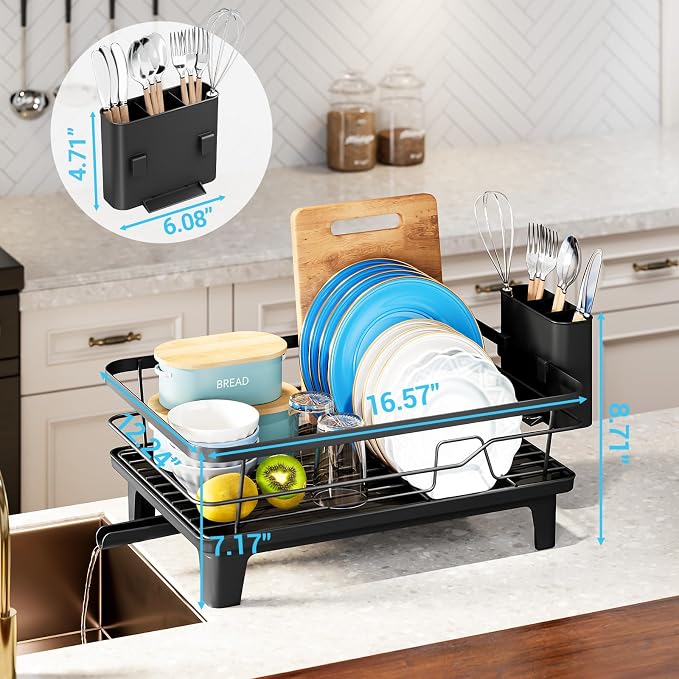 Urakify Dish Drying Rack for Kitchen Counter, 16.5" L x 12.2" W, Sink Dish Rack - Image 2