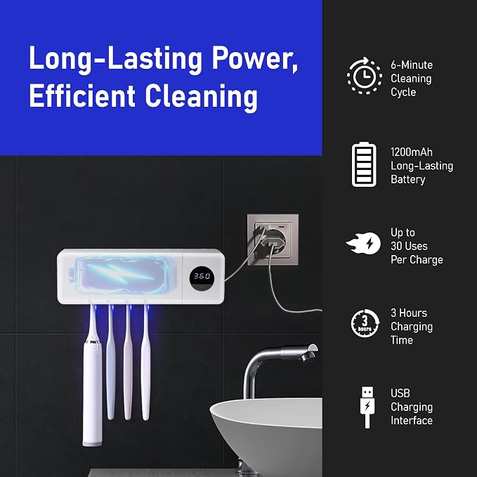 UV Toothbrush UV Light Cleaning Holder | Rechargeable Tooth Brush Smart Cleaner - Image 4