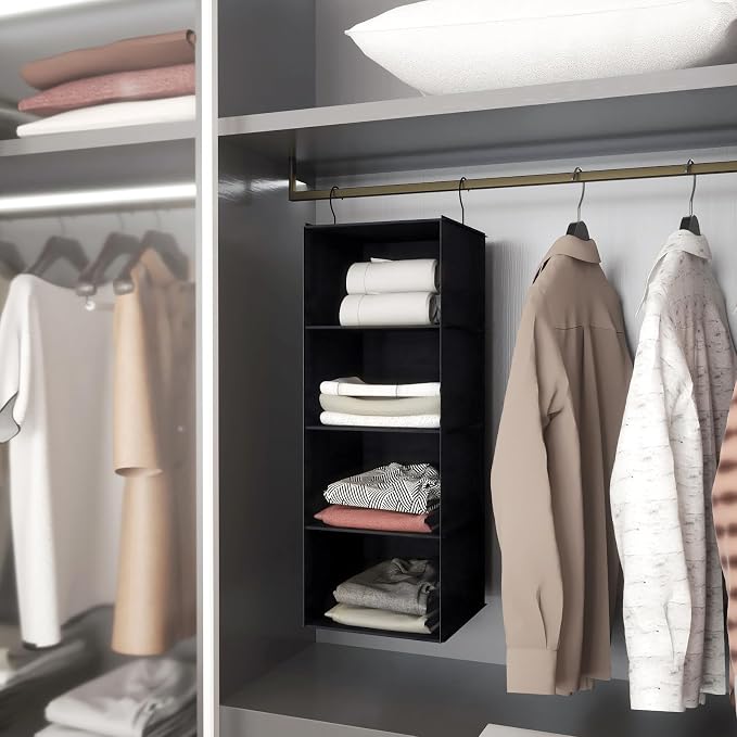 Hanging Closet Organizer 4-Shelf, Oxford Fabric Wardrobe Storage, shoes & - Image 9