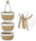 3-Tier Decorative Cotton Rope Hanging Basket, Wall-Mounted Woven Storage by Unknown