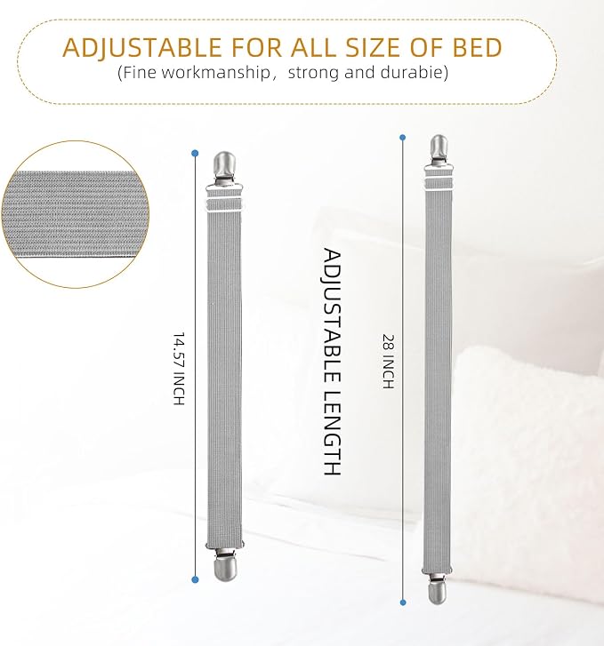 8Pcs Adjustable Bed Sheet Straps Clips, Elastic Mattress Sheet Fasteners Holder - Image 6