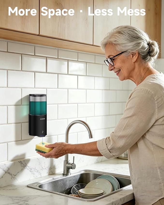 AIKE Automatic Soap Dispenser IPX7 Waterproof 13.5oz Matte Black | No-Drill and - Image 6