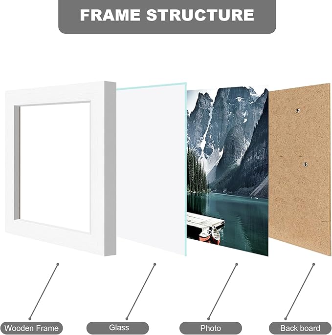 4x5 Picture Frame - Made of Real Glass and White Wooden Frame, 4 by 5 small Photo for Wall or Tabletop Display, 3 Pack