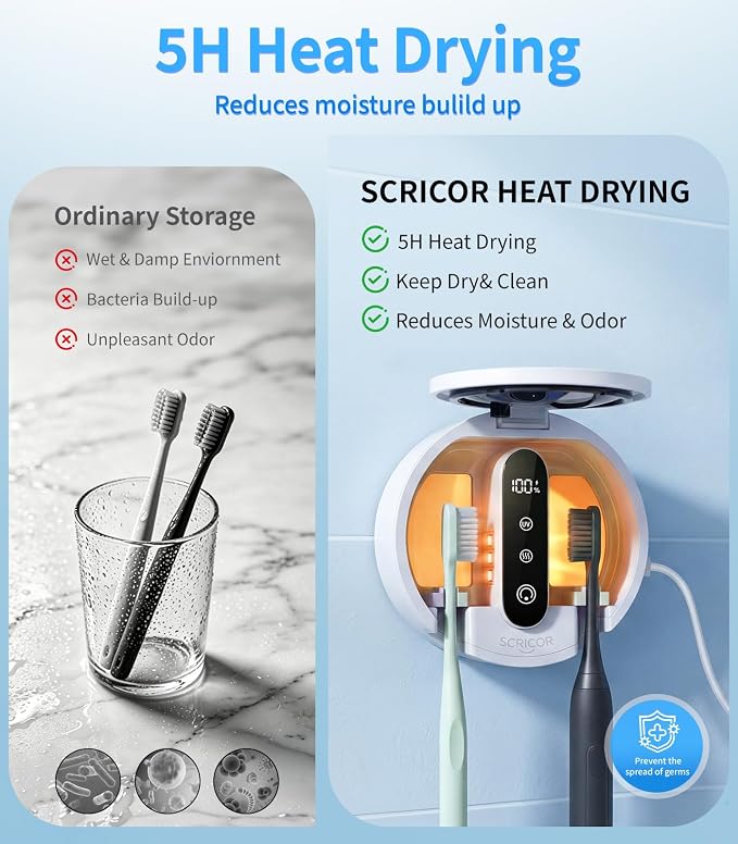 Toothbrush Holder with Dual UV & Heated Drying Wall Mounted 2026 | Upgraded - Image 4