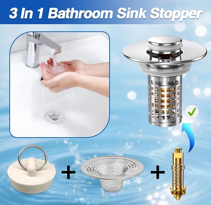 Sink Stopper Hair Catcher, Pop-up Sink Drain Strainer - Image 7