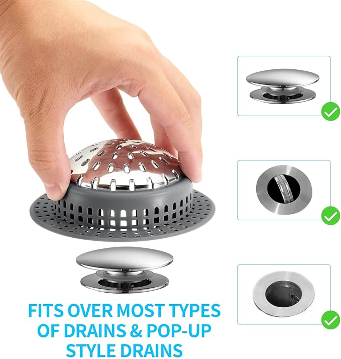 Aluvor Bathtub Drain Hair Catcher Shower Drain Cover Sink Drain Protector | - Image 3