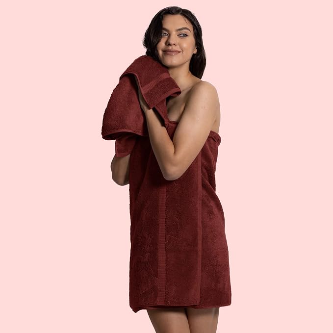 Chakir Turkish Linens 100% Cotton 4-Pack Hand Towels 16x30, Cranberry | Premium - Image 2