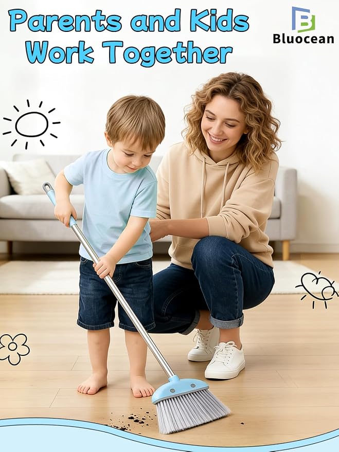 28'' Kids Mini Broom with Dustpan & Mop Set - Image 2