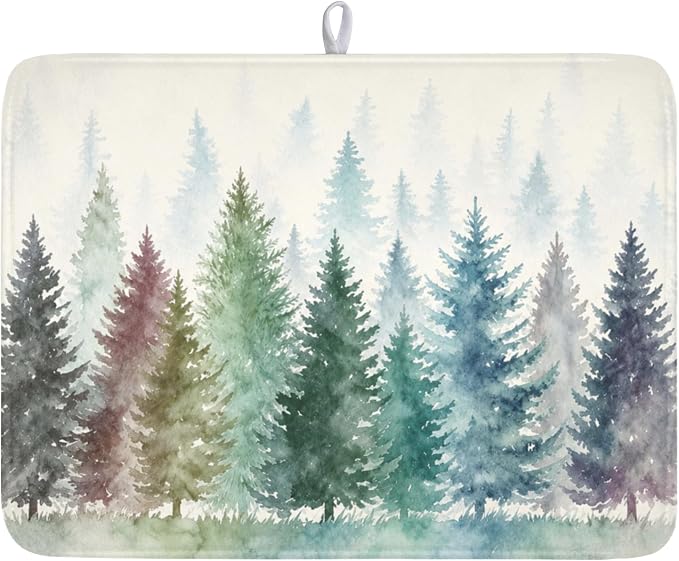 Giwawa Pine Tree Dish Drying Mat Natural Forest Fog Microfiber Dishes Pad 18x24 by Giwawa