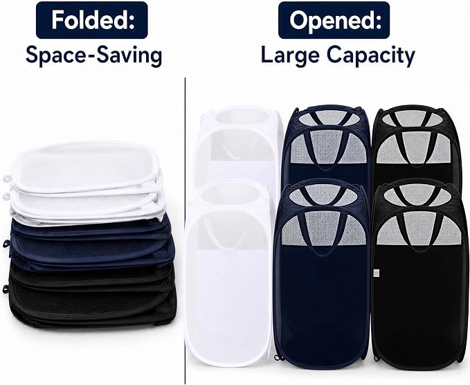 6 Pcs Handy Laundry Collapsible Mesh Foldable Hampe | Popup Laundry Basket - Image 3