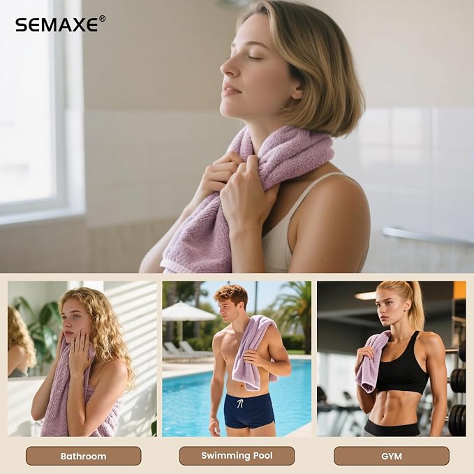 SEMAXE 12-Pack Purple Cotton Hand Towels - Image 6