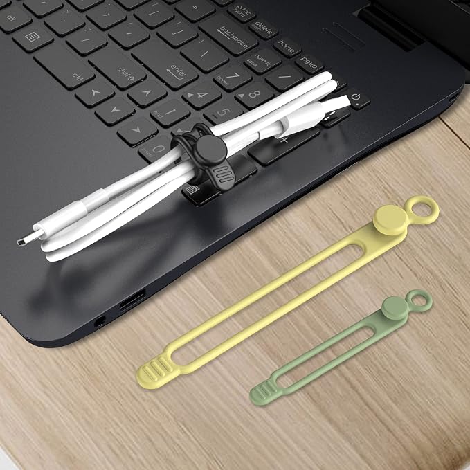 20Pcs Silicone Cable Ties, Cord Organizer Cable Management-2Sizes | Reusable - Image 6