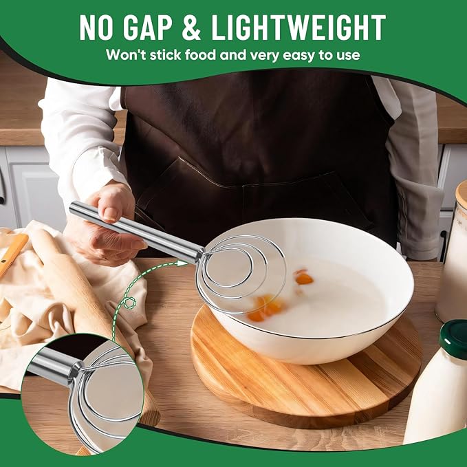 Danish Dough Whisk Stainless Steel Hook Dutch Bread Mixer Hand Tool for Sourdough Baking Making Blending Pastry Pizza