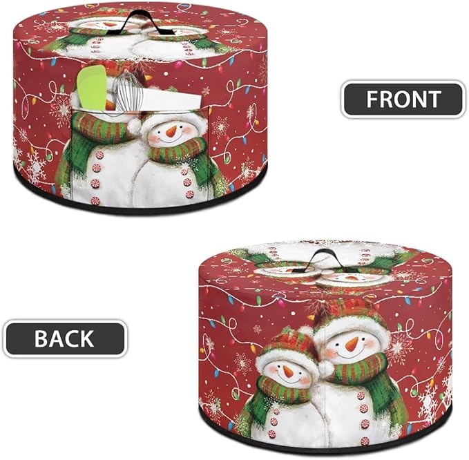 Cute Snowman Christmas Light Print Slow Cooker Dust Cover Protective with Pocket Keep Appliance Clean Fit Most 6-8 Quart Crock Pot for Kitchen Appliance Accessories Christmas Decor