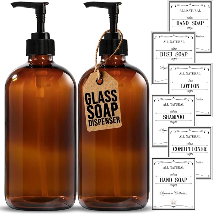 Sunrise Premium Amber Glass Soap Dispenser by SunrisePremium