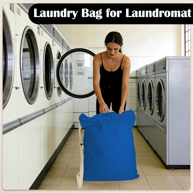 Canvas Laundry Bag with Shoulder Strap & Drawstring - Image 6