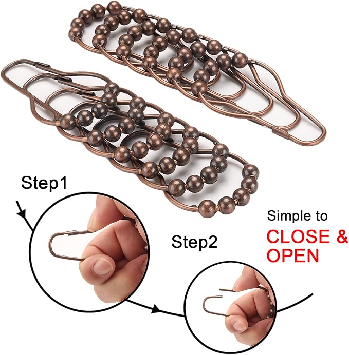 Shower Curtain Hooks Rings, Rustproof Metal Shower Curtain Rings - Image 3