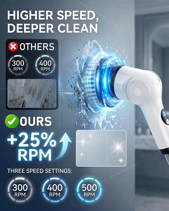 Electric Spin Scrubber, 3-Speed Shower Scrubber - Image 2