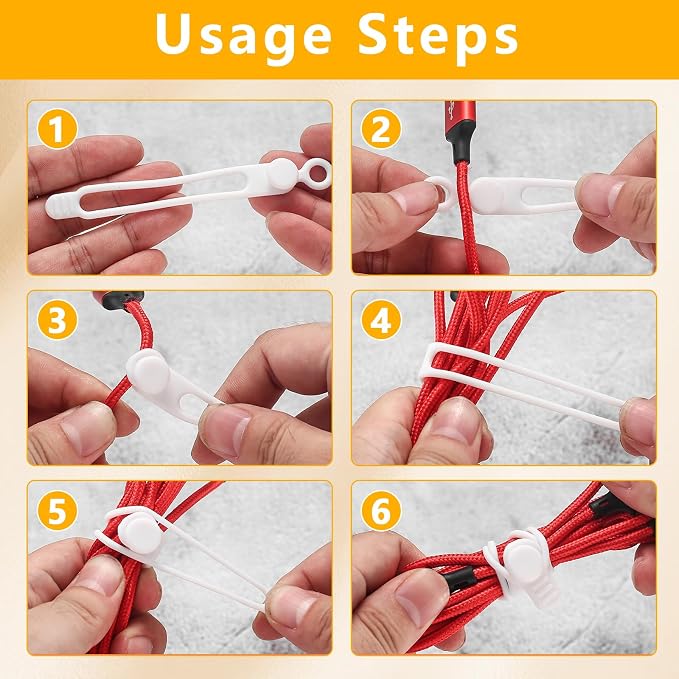10 Pcs Silicone Cable Ties, Reusable Cord Organizer. | High Elasticity Cable - Image 3