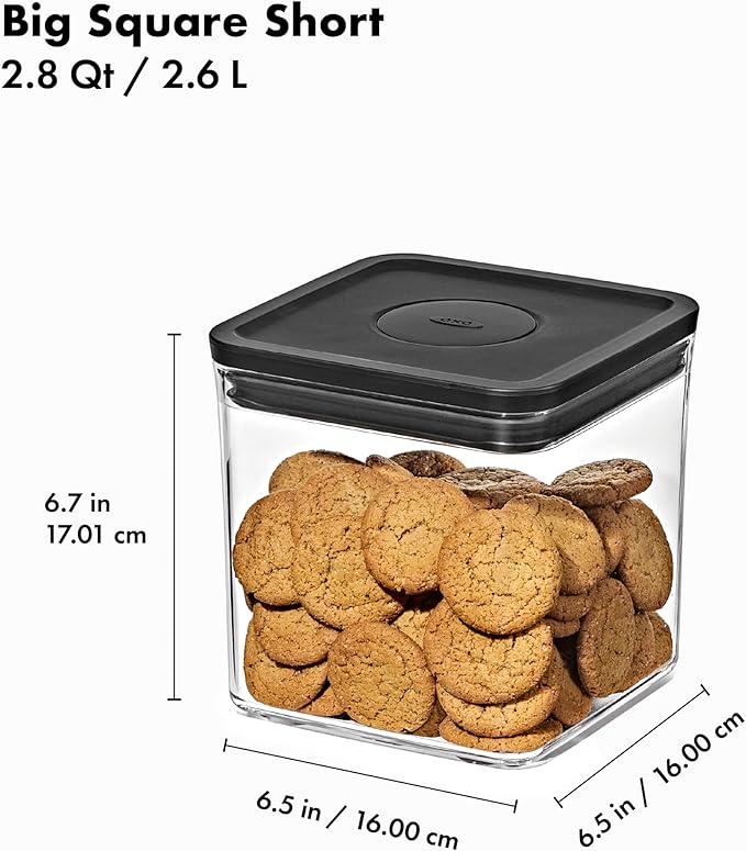 OXO Good Grips POP Container — Big Square Short — 2.8 Qt / 2.6 L — Matte Black - Image 7