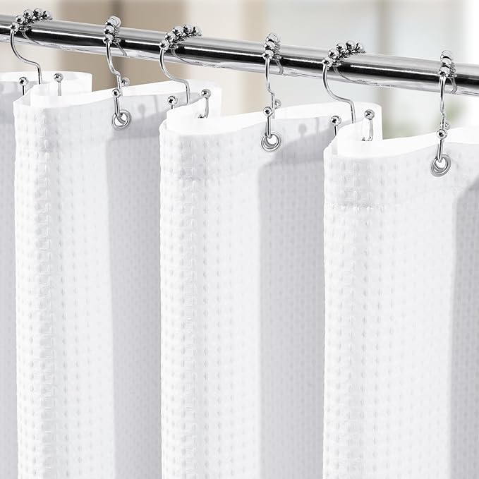 Vipfree 3 in 1 Shower Curtain Set, Waffle Shower Curtain and Liner Set by Vipfree