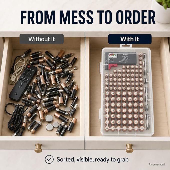 Xuerdon 120-Slot Battery Organizer Case - Image 3