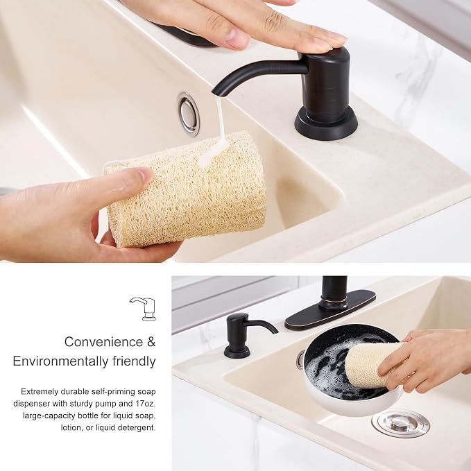 GAGALIFE Kitchen Sink Soap Dispenser Pump, 17 oz Bottle, Oil Rubbed Bronze | - Image 5