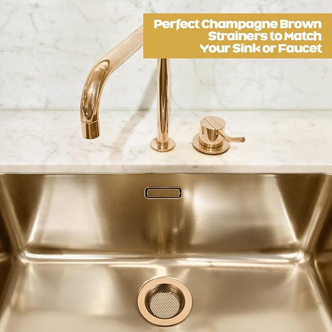 Retisee 2 Pcs Kitchen Sink Drain Strainer 4.4 Inch, Champagne Bronze - Image 7