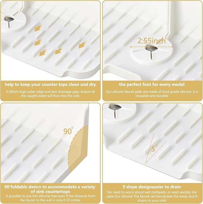 Silicone Kitchen Countertop & Sink Splash Guard, Silicone Sink Faucet Drying Mat - Image 4