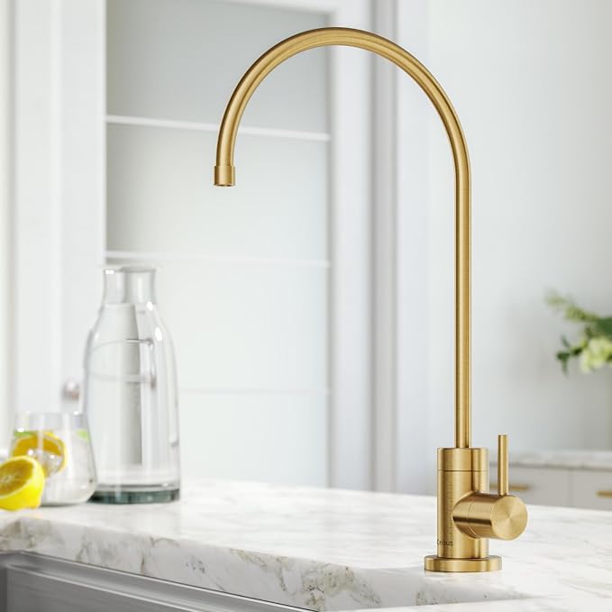 KRAUS Purita 100% Lead-Free Kitchen Water Filter Faucet in Brushed Brass - Image 9