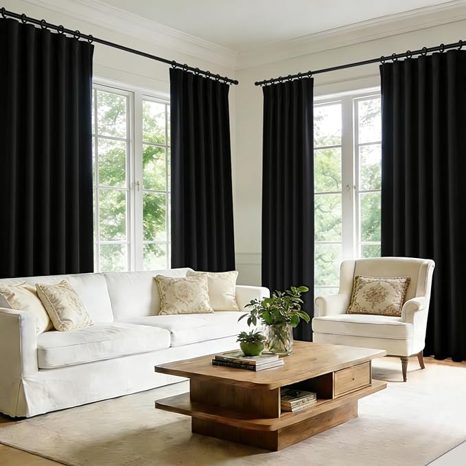 Room Divider Blackout Curtain Track Curtains Wall Dividers Panels Screen for Living Rooms Bedroom Office Privacy Partition Separation, W52 × L84 Inch,1 Panel, Black