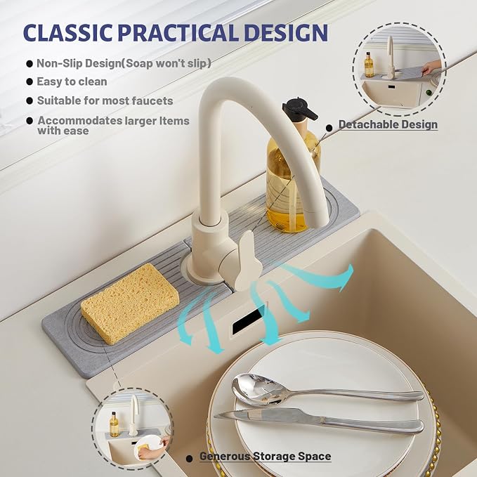 Fast Drying Stone Faucet Mat for Kitchen Sink stone quick dry around faucet | - Image 4