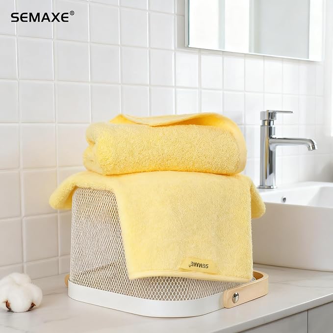 SEMAXE 6-Pack Yellow Cotton Hand Towels - Image 8
