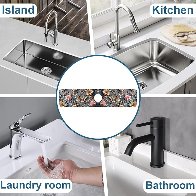 Faucet Mat for Kitchen Sink Absorbent Splash Guard Bathroom 23.5"X5.5" - Image 7