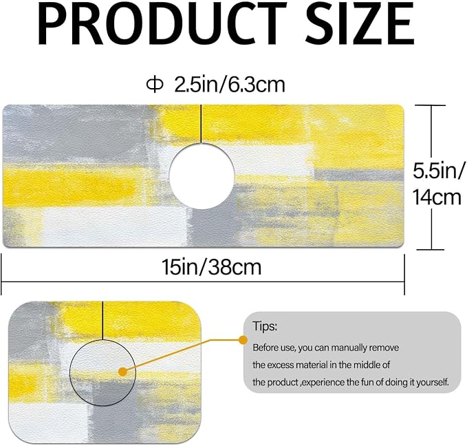 MCALK Yellow Kitchen Sink Faucet Mat Splash Guard, Absorbent Quick-Dry Kitchen - Image 5