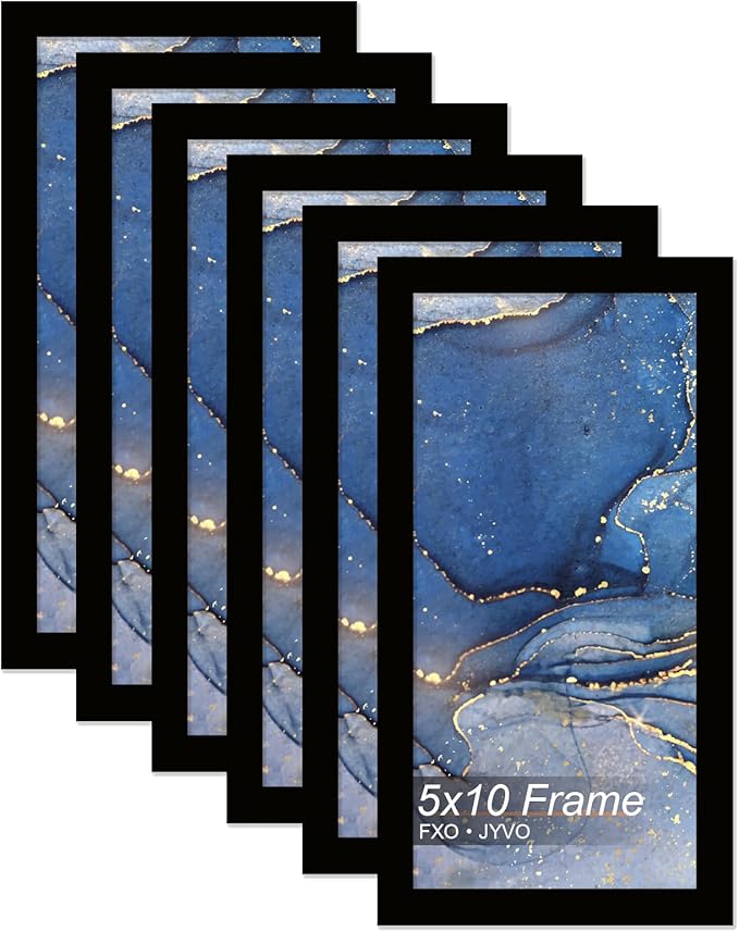 5x10 Picture Frame Set of 6, Black Frame for 5 x 10 Inch Picture Poster Photo, Light Weight and High Transparent 5 by 10 Frame for Wall - 6 Pack/Black/5"x10"