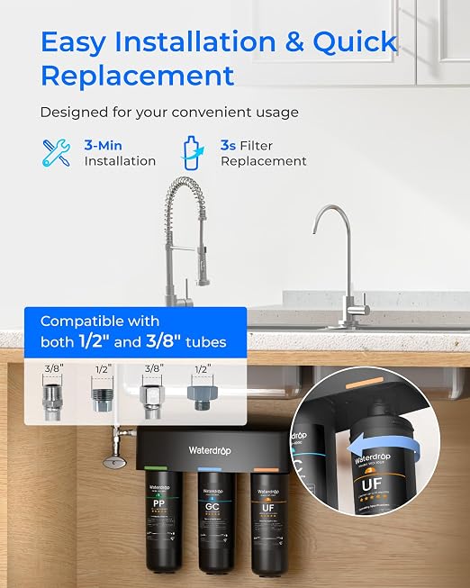 Waterdrop TSB-UF 0.01 μm Ultra Filtration Under Sink Water Filter System | - Image 5