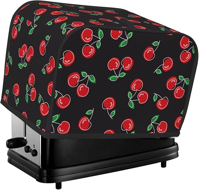 Red Black Cherry 2 Slice Toaster Cover, Waterproof Toaster Dust Cover Bread Maker Protective For Small Kitchen Appliance Dining Room Home Table Decor Gifts