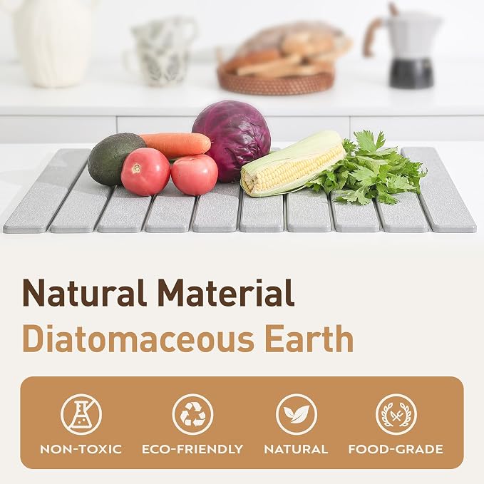 Large Stone Drying Mat for Kitchen Counter 24x16 Inch, Diatomaceous Earth Super - Image 5