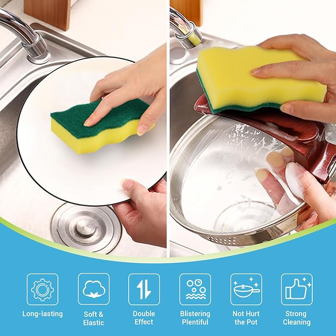 AIDEA Sponges Kitchen, 50-PK Heavy Duty Dish Sponge Kitchen, Scrub Sponges | - Image 2