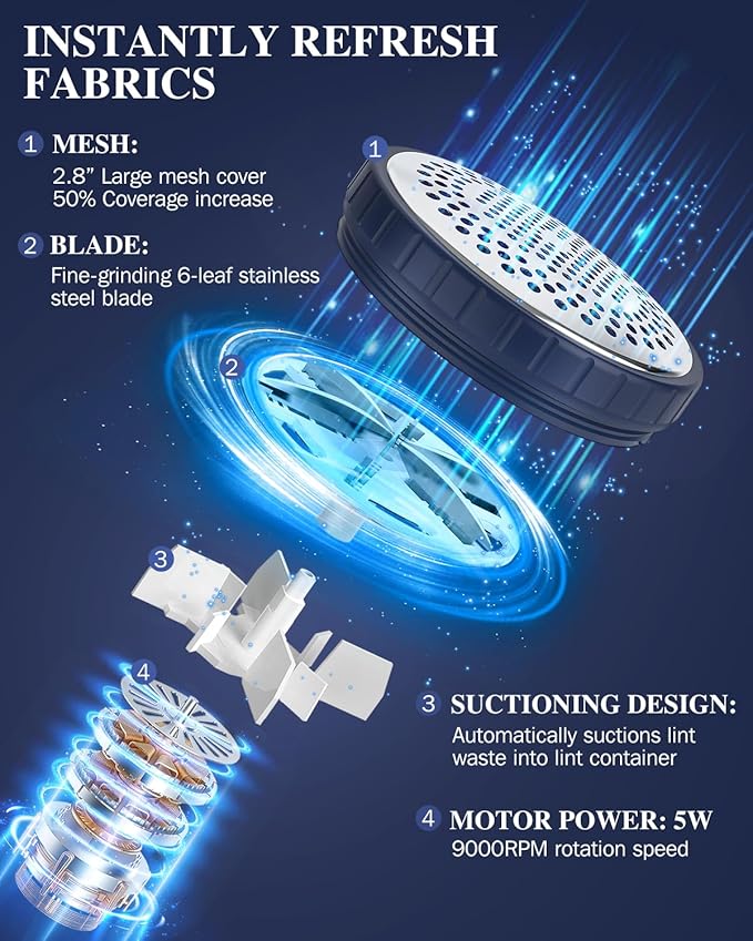 BEAUTURAL Fabric Shaver and Lint Remover, Portable Sweater Defuzzer | AC - Image 2