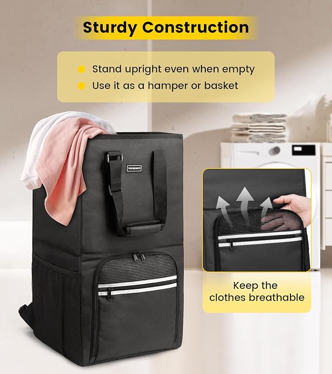Vorspack Laundry Backpack with Shoulder Straps, Extra Large Hamper, Structured - Image 4
