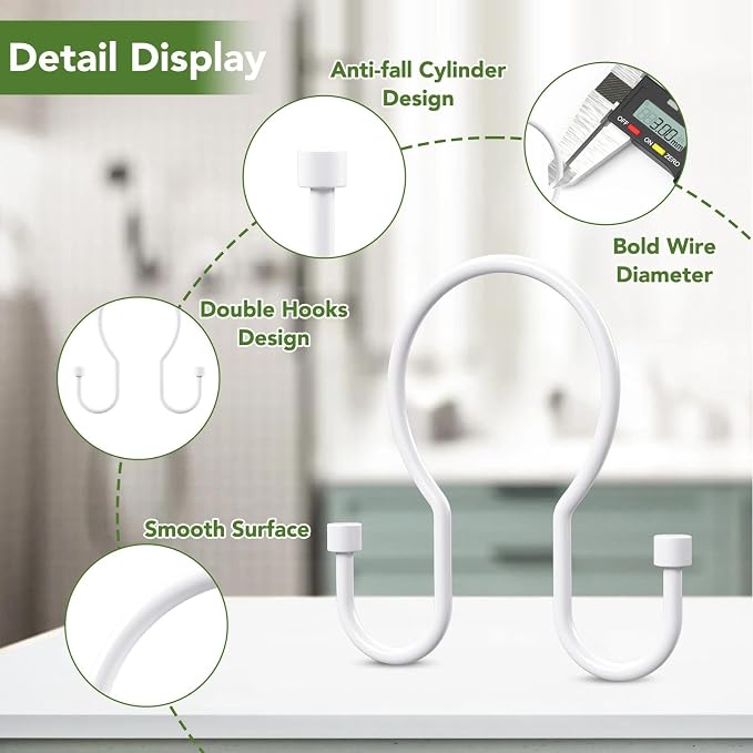 Goowin 24 Pack Shower Curtain Hooks, Simple Shower Curtain Rings, Sturdy Shower - Image 4