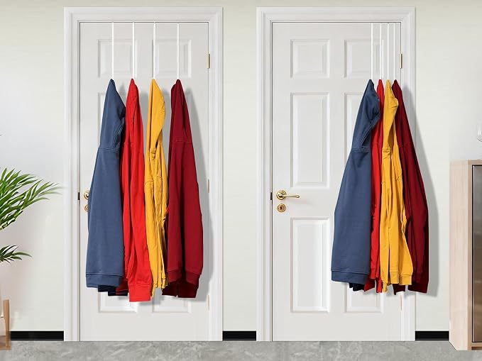 Single Extra Long Over Door Steel Hooks 4 Pack Fit 1-3/8" Door 14.2" White | - Image 8
