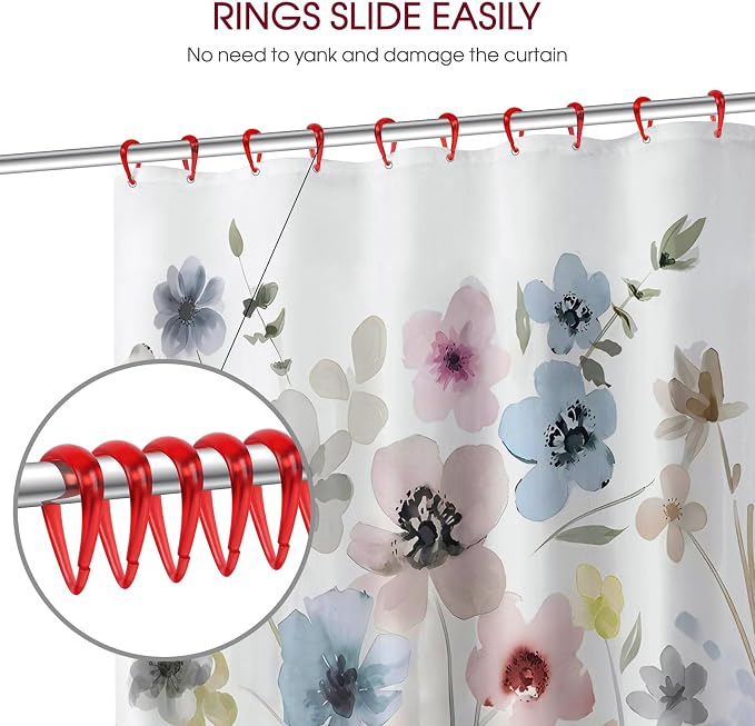 Top-spring Red Shower Curtain Hooks 12Pcs Drop Shaped Hooks - Image 3