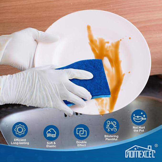 HOMEXCEL Sponges Kitchen 24 Pack, Non Scratch Scrub Dish Sponge, S- Blue | Dual - Image 3